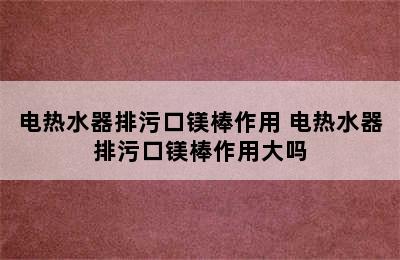 电热水器排污口镁棒作用 电热水器排污口镁棒作用大吗